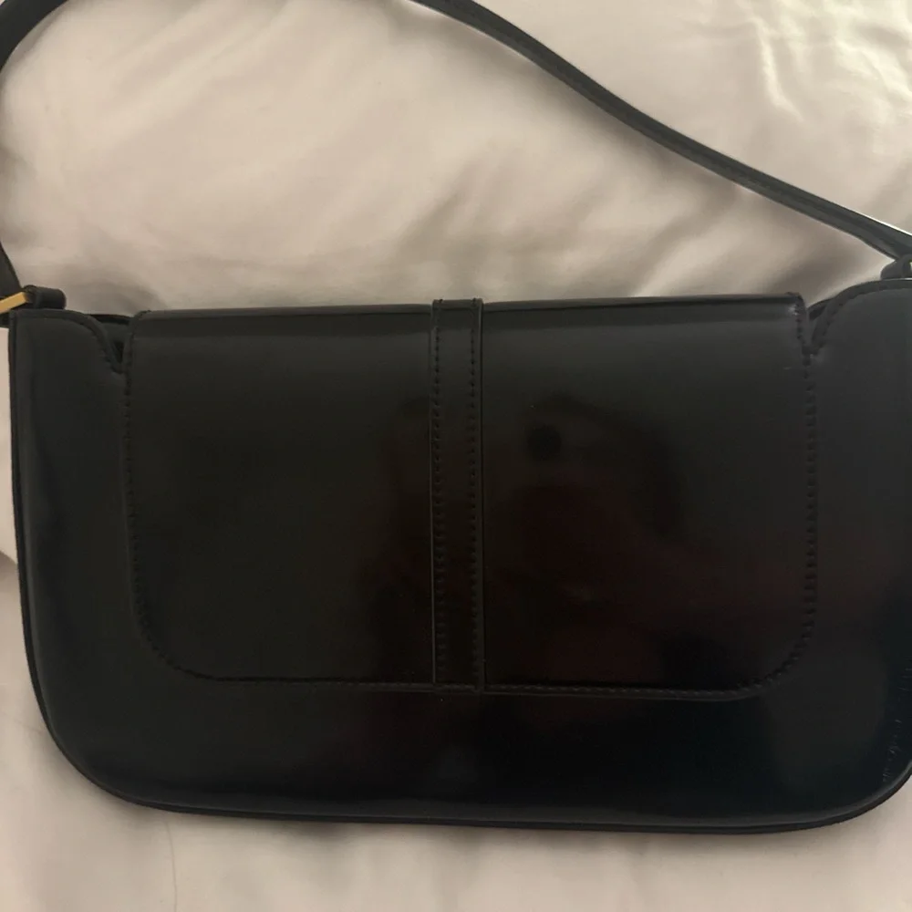 BYFAR Black Semi Patent Leather Shoulder Bag - Picture 3 of 4